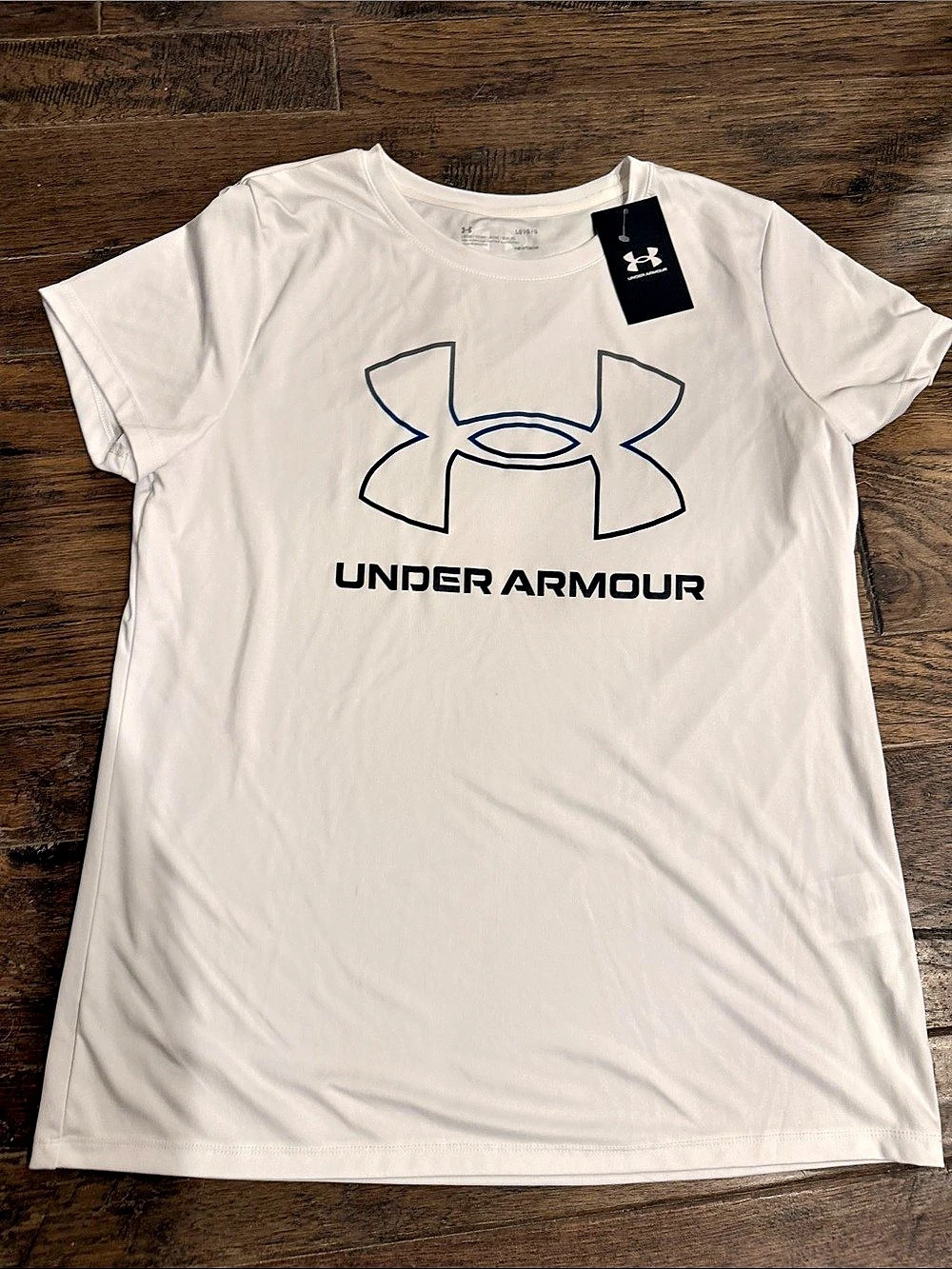 Under Armour Velocity Gradient Tee Women's White Short Sleeve Tee Size Large NWT